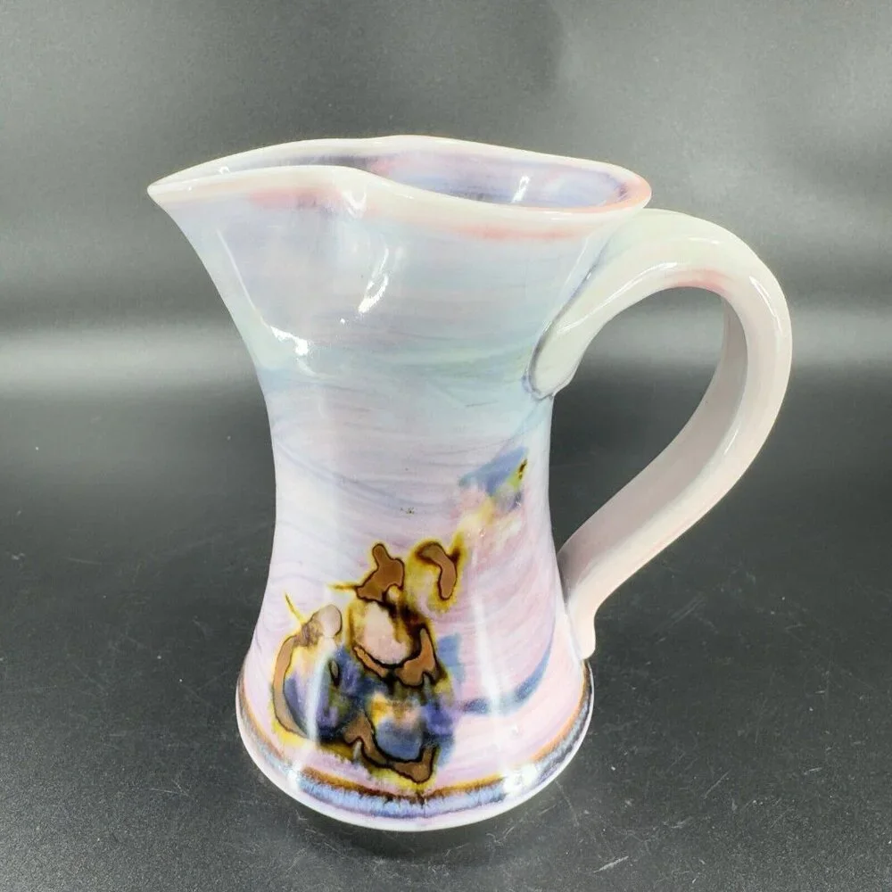 Vintage Hand Made Studio Art Pottery Pitcher Creamer Stoneware Artist Signed VTG